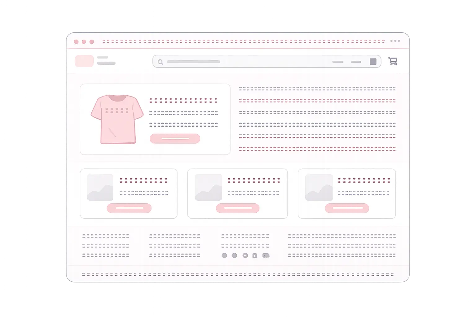 Representación visual de keywords repetidas en el layout de una homepage Shopify